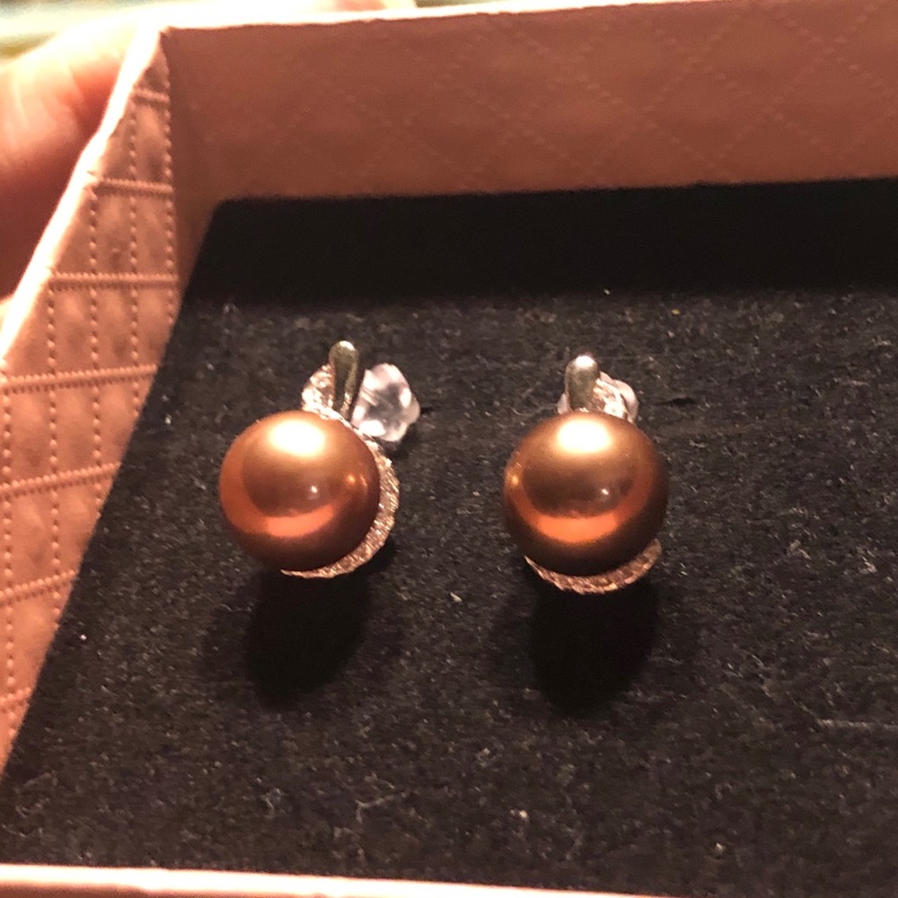 Natural seawater pearl earrings with s925 silver